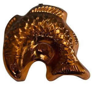 Collectible Daewoo Copper embossed Fish koi  jello baking mold Korea